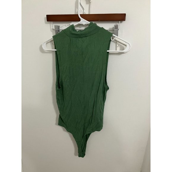 AMVi Women's Mock Neck Sleeveless Bodysuit, Green, Small - Picture 2 of 2